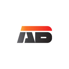 Initial letter AB, straight linked line bold logo, gradient fire red black colors