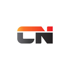 Initial letter CN, straight linked line bold logo, gradient fire red black colors