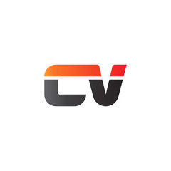 Initial letter CV, straight linked line bold logo, gradient fire red black colors