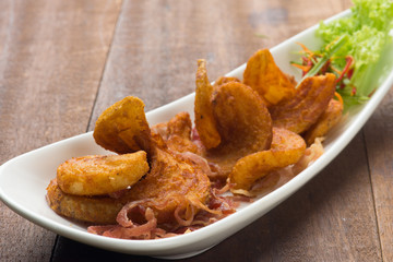 deep fried potato wedges