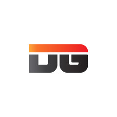 Initial letter DG, straight linked line bold logo, gradient fire red black colors