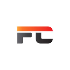 Initial letter FC, straight linked line bold logo, gradient fire red black colors
