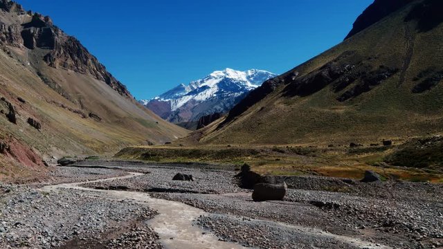 Aconcagua Mountain and Horcones River, Aconcagua Provincial Park, Central Andes, Mendoza Province, Argentina