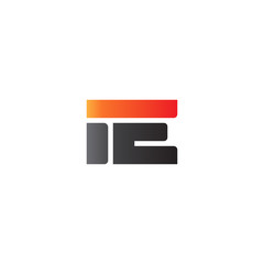 Initial letter IE, straight linked line bold logo, gradient fire red black colors
