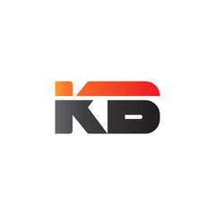Initial letter KB, straight linked line bold logo, gradient fire red black colors