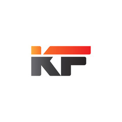 Initial letter KF, straight linked line bold logo, gradient fire red black colors