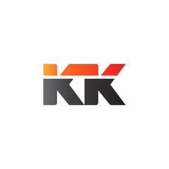 Initial letter KK, straight linked line bold logo, gradient fire red black colors