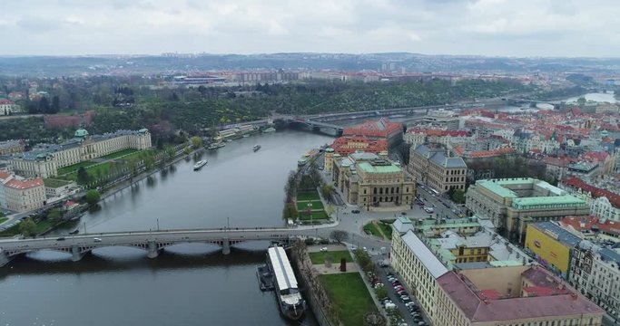 Straka Academy, Strakova akademie, Vltva, Aerial view, Letna garden, Prague