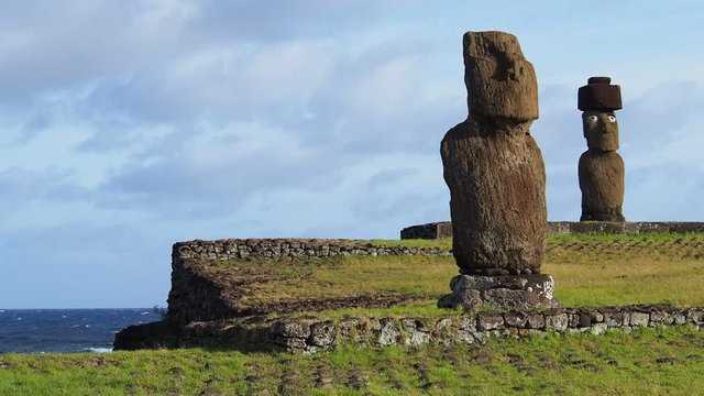 Moais in Tahai Archaeological Complex, Rapa Nui National Park, Easter Island, Chile