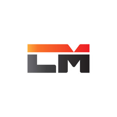 Initial letter LM, straight linked line bold logo, gradient fire red black colors