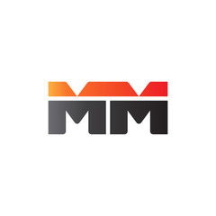 Initial letter MM, straight linked line bold logo, gradient fire red black colors