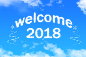Naklejka na ściany i meble welcome 2018 cloud text on blue sky