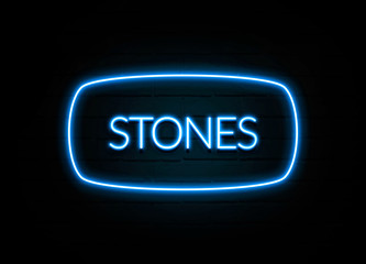 Stones  - colorful Neon Sign on brickwall