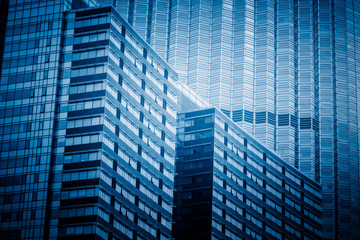 Close-Up of Modern Office Buildings in city of China..