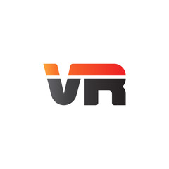 Initial letter VR, straight linked line bold logo, gradient fire red black colors