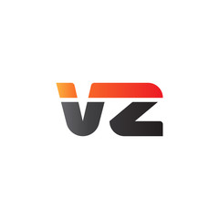 Initial letter VZ, straight linked line bold logo, gradient fire red black colors