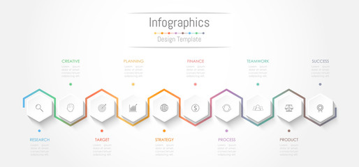 Infographic design elements for your business data with 10 options, parts, steps, timelines or processes. Vector Illustration.