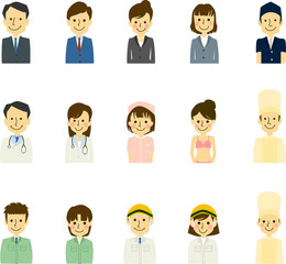 働く人　職業　医者　工事現場　サラリーマン　OL