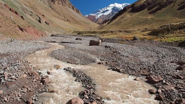 Aconcagua Mountain and Horcones River, Aconcagua Provincial Park, Central Andes, Mendoza Province, Argentina