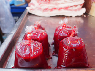 Pig blood sale in the market