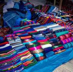 colourful blankets Peru