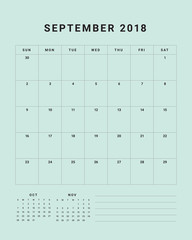September 2018 desk calendar vector illustration