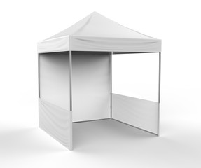 Promotional Advertising Outdoor Event Trade Show Canopy Tent Mobile Marquee. Mock Up, Template. 3d render Illustration Isolated On White Background. Ready For Your Design. Product Advertising.
