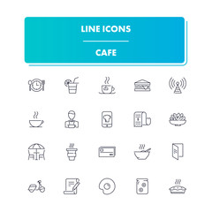  Line icons set. Cafe