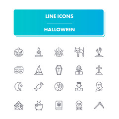 Line icons set. Halloween 