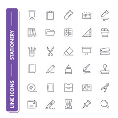 Line icons set. Stationery 