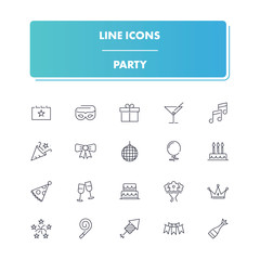 Line icons set. Party