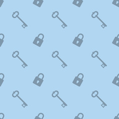 Key And Safe Lock Seamless Silhouette Pattern