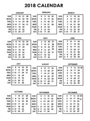 year 2018 calendar vector design