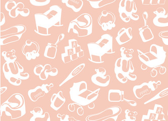 Pink children seamless background