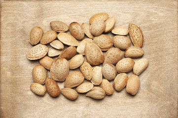 Almonds heap close-up