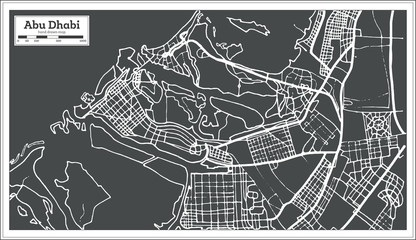 Obraz premium Abu Dhabi UAE Map in Retro Style.