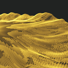 Landscape Background. Terrain. Cyberspace Grid. 3D Technology Vector Illustration.