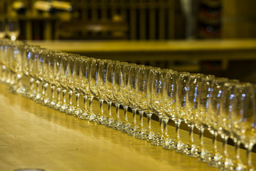 crystal glasses on the bar