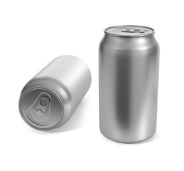 aluminum cans isolated on a white background . 3d render 