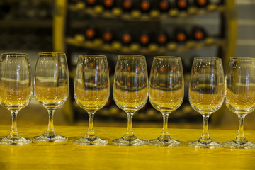 crystal glasses on the bar