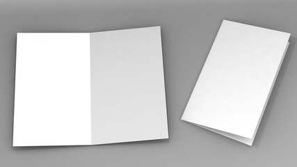 A3 half-fold brochure blank white template for mock up and presentation design. 3d illustration.