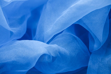 Blue chiffon fabric for background or texture