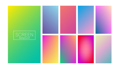 Screen gradient set with modern abstract backgrounds. Colorful fluid covers for calendar, brochure, invitation, cards. Trendy soft color. Template with screen gradient set for screens and mobile app