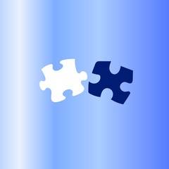 Blue and white puzzle on the blue gradient background.Vector illustration