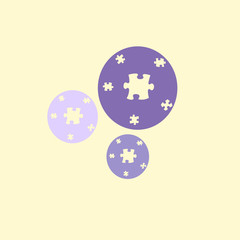 Violet puzzle on the yellow gradient background.Vector illustration