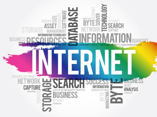 Internet word cloud collage, business concept background