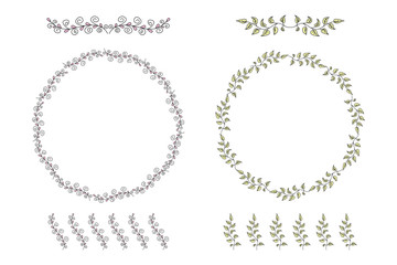 Cute Doodle circle floral frames and dividers,