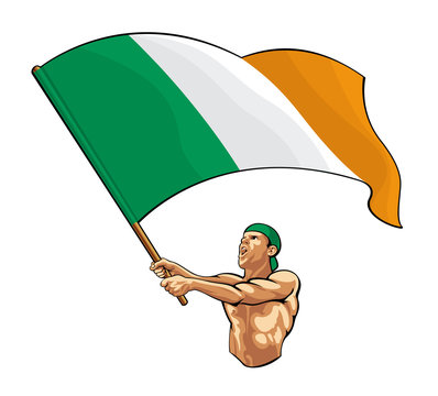 Irish Fan Waving Flag