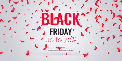 Black friday sale, abstract background with confetti.