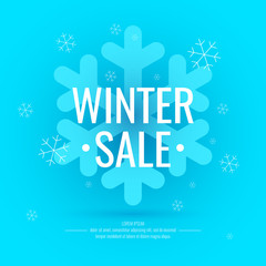 Winter sale banner. Original poster for discount. Bright abstract background with text.